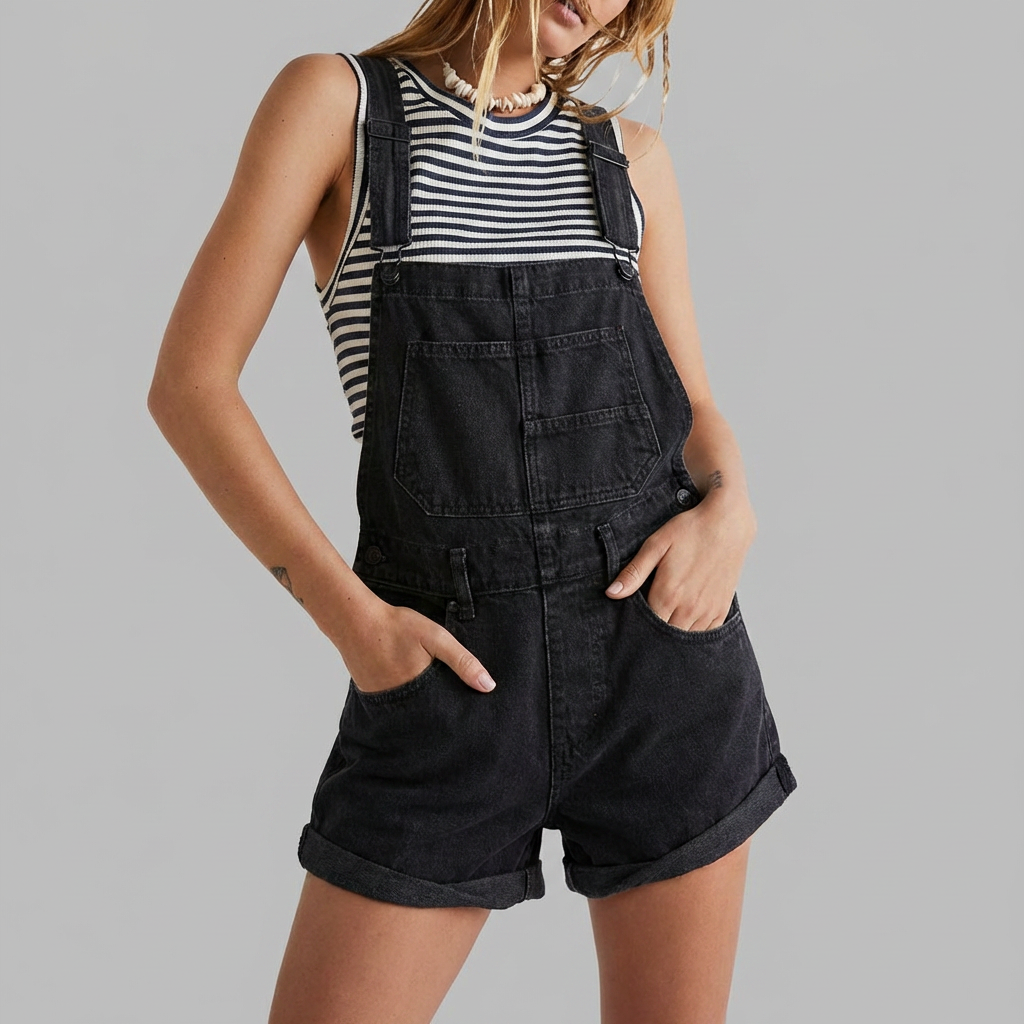 Sleeveless Denim Jumpsuit Casual Chic