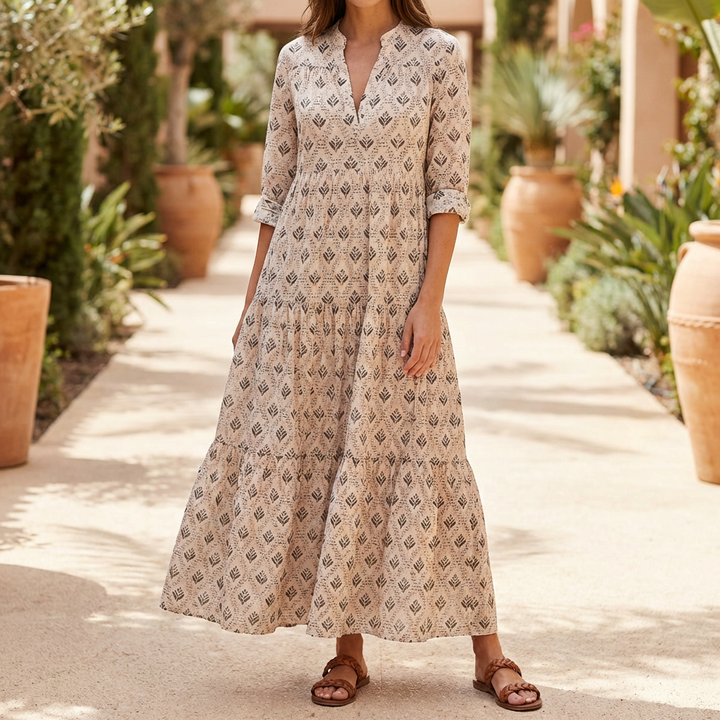 Vintage Charm Boho Print Long Dress for Women