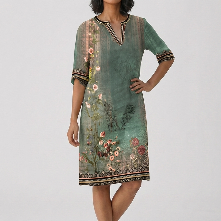 Effortlessly and Comfortable Boho Floral Ruffle Dress