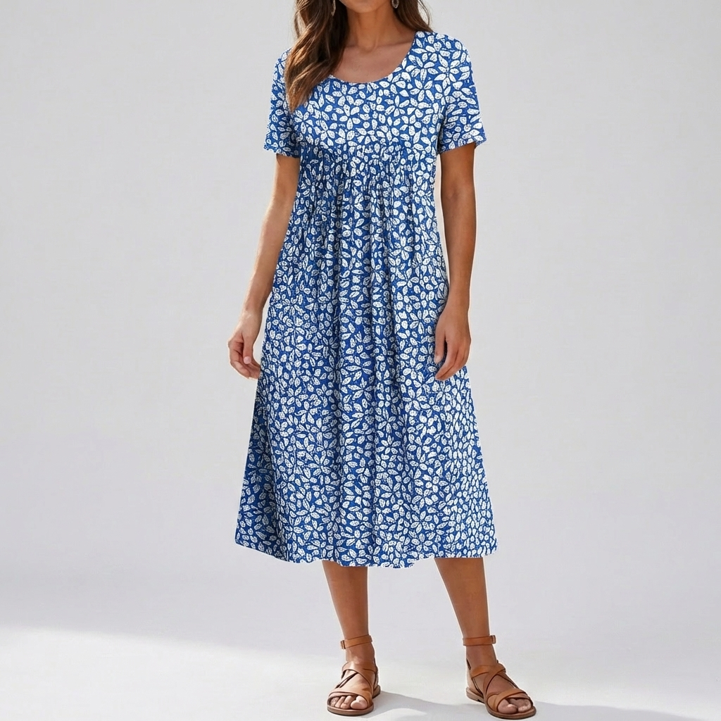 Vintage Floral Ruffle Summer Dress for Women