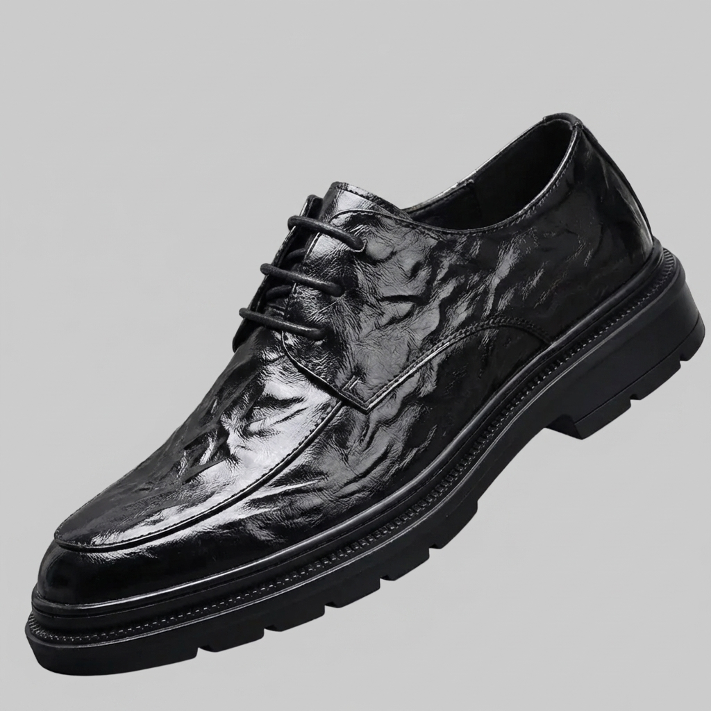 Hand-Grained Closed-Lace Oxford Shoes for Men