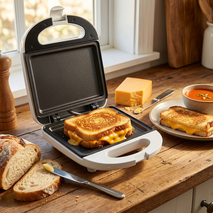 Compact 2-In-1 Sandwich Press Maker