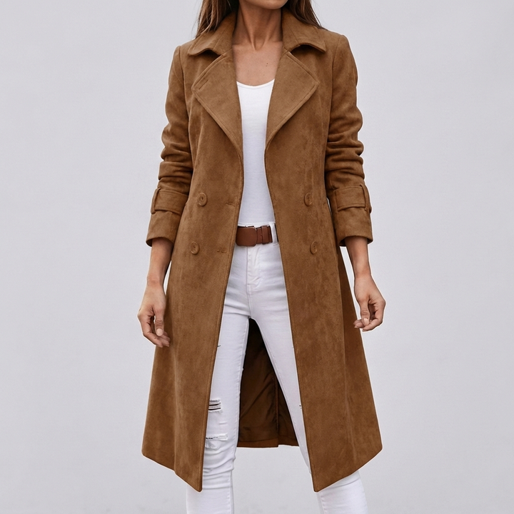 Wool-like Double Breasted Coat for Women