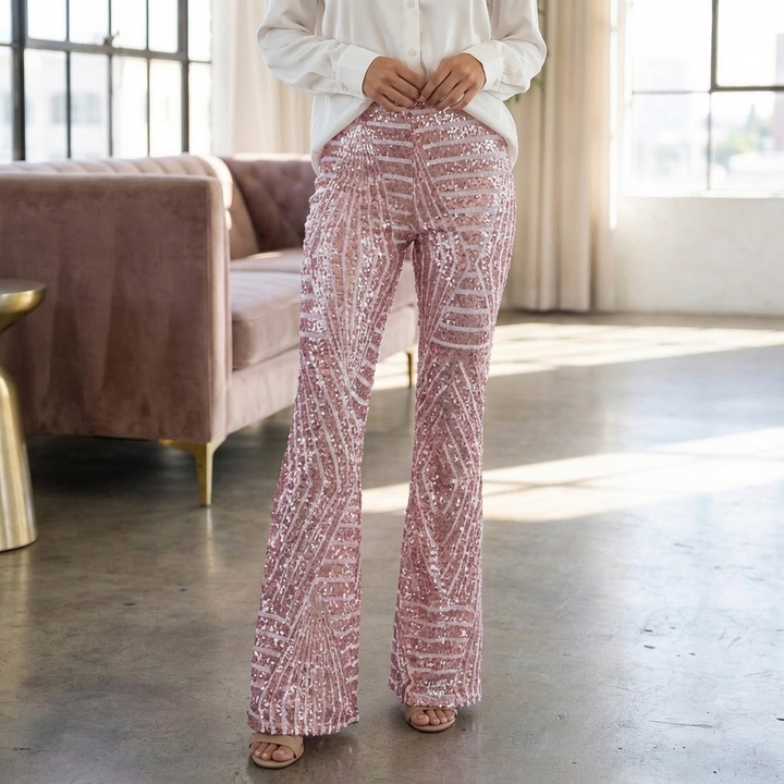 Women’s Sequin High Waist Flare Pants