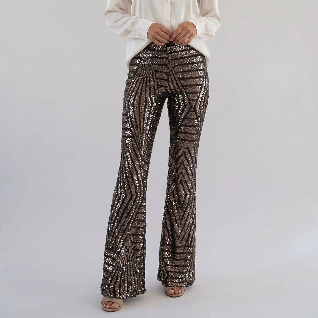 Women’s Sequin High Waist Flare Pants