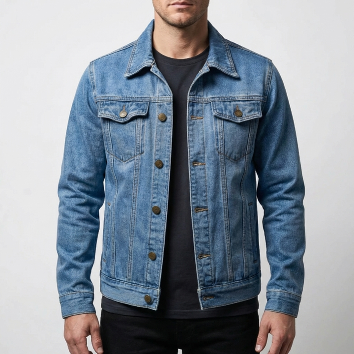 Classic Button-Front Trucker Jacket for Men