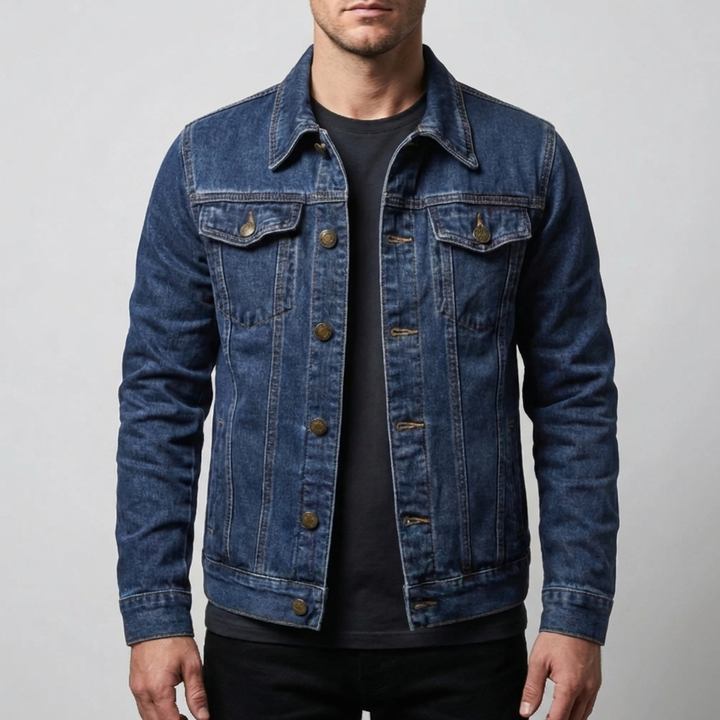 Classic Button-Front Trucker Jacket for Men