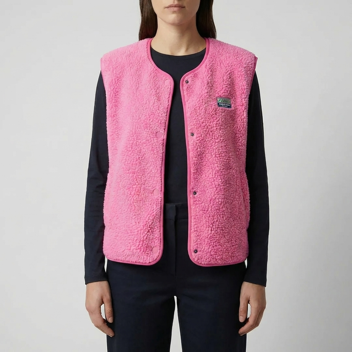 Sleeveless Button-Up Fleece Vest for Women