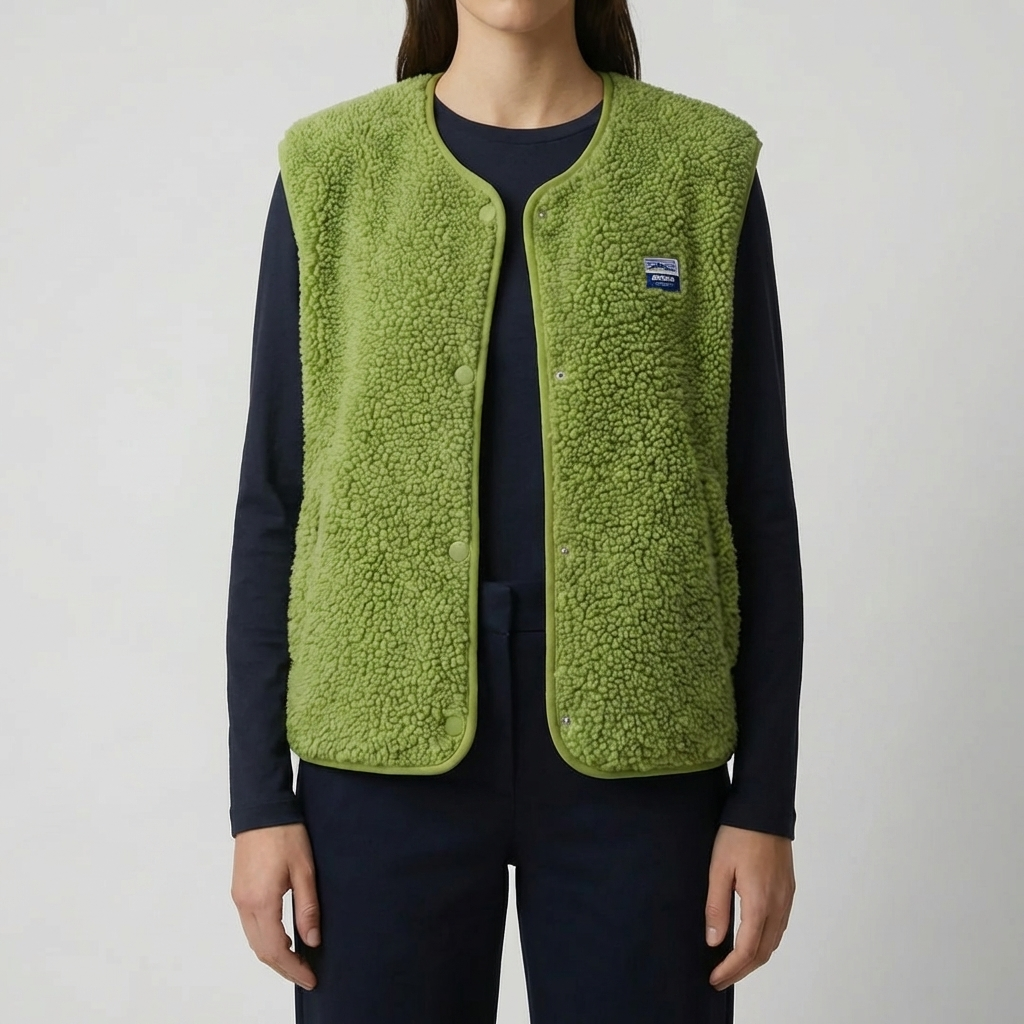 Sleeveless Button-Up Fleece Vest for Women