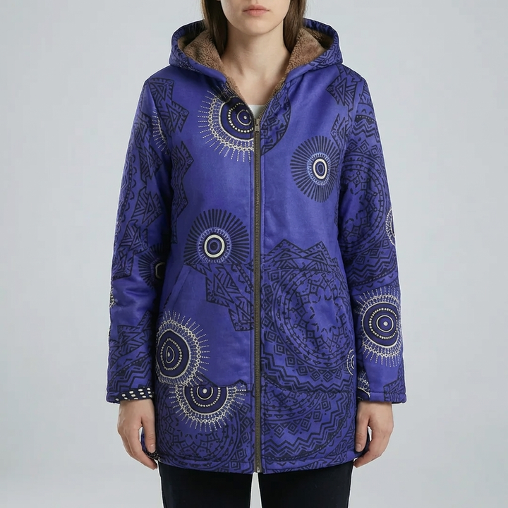 Floral Print Hooded Winter Coat for Women
