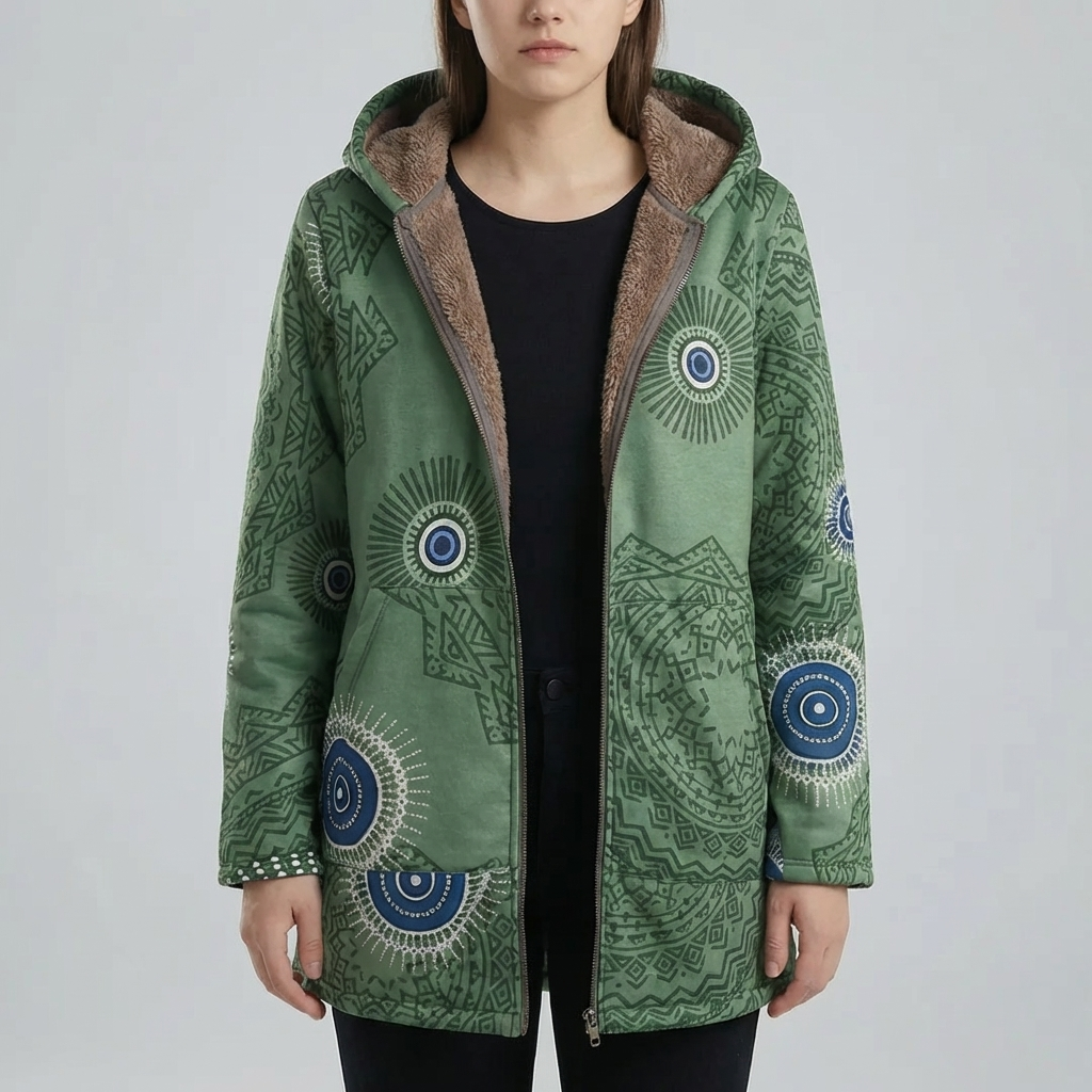 Floral Print Hooded Winter Coat for Women