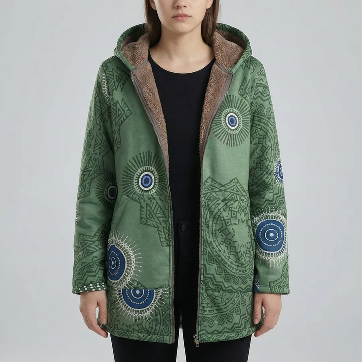 Floral Print Hooded Winter Coat for Women