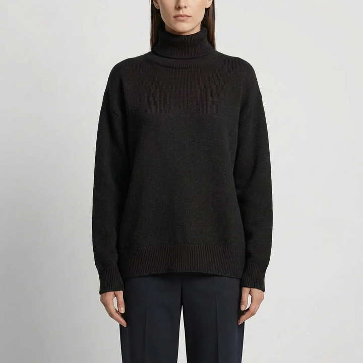 Ribbed Rollneck Knit Sweater for Women