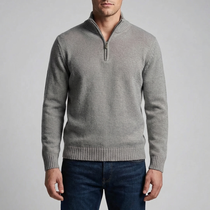 Half-Zip Stand Collar Knit Sweater for Men