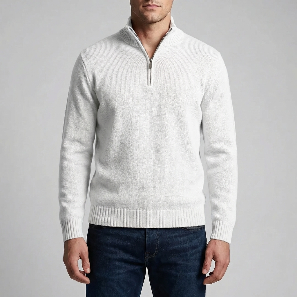 Half-Zip Stand Collar Knit Sweater for Men