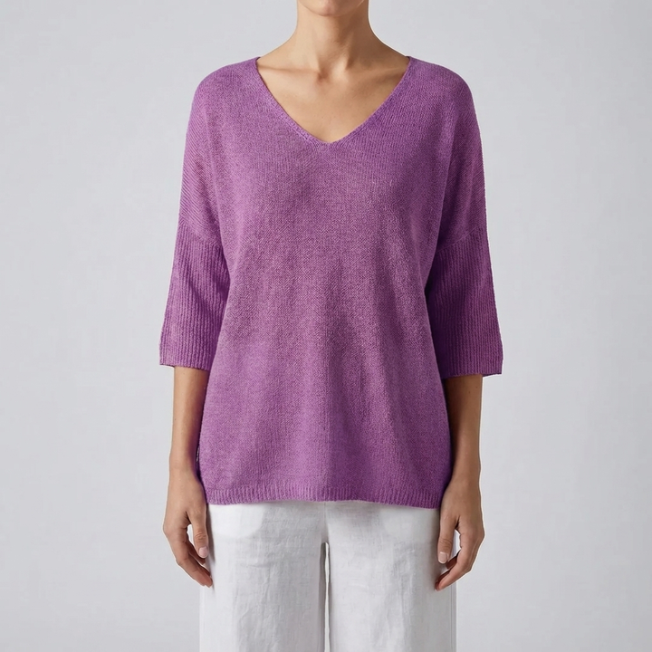 V-Neck Knit Top For Women