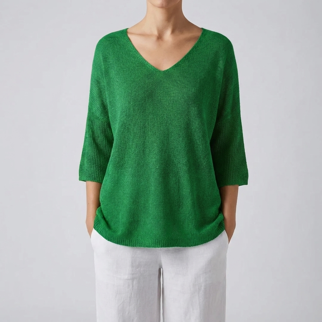 V-Neck Knit Top For Women