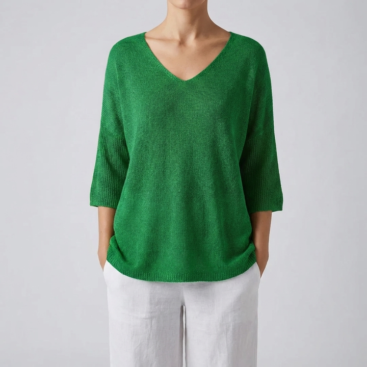 V-Neck Knit Top For Women