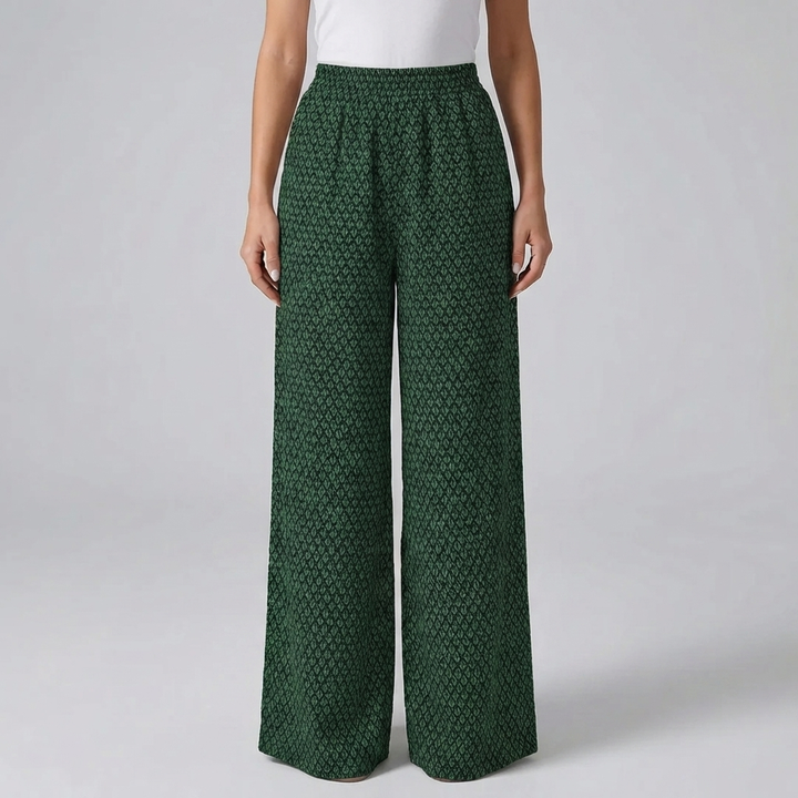High-Waist Wide-Leg Printed Trousers