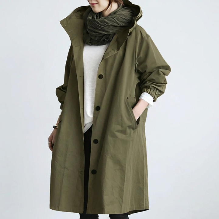 Classic Hooded Trench Coat for Women