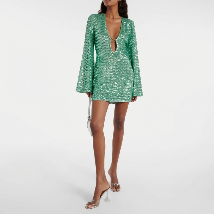 Glamorous Sequin V‑Neck Party Dress