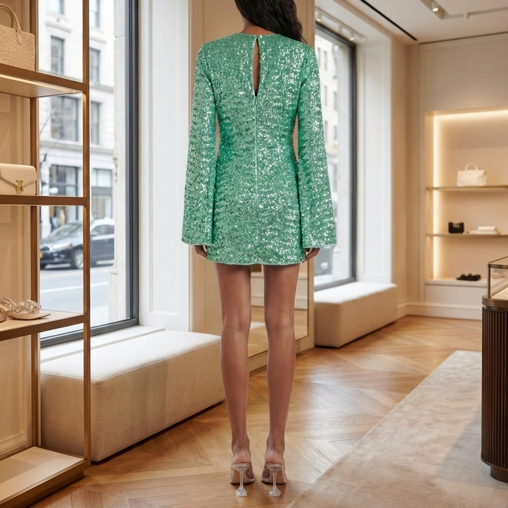 Glamorous Sequin V‑Neck Party Dress