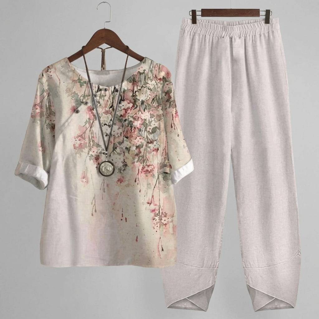 Vintage Floral Two-Piece Set for Women