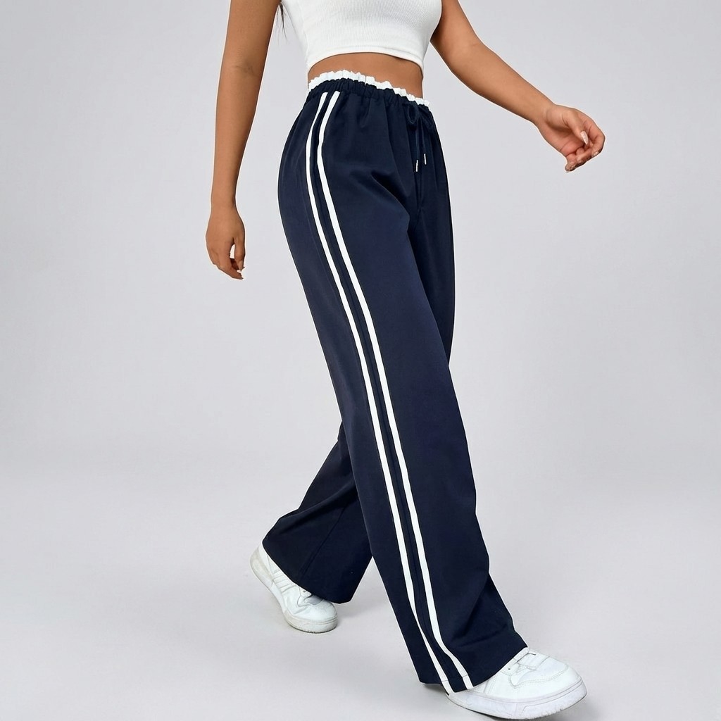 Trendy Sporty Wide-Leg Pants