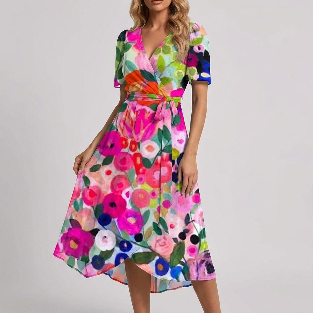 Flowy Floral Summer Dress for Women