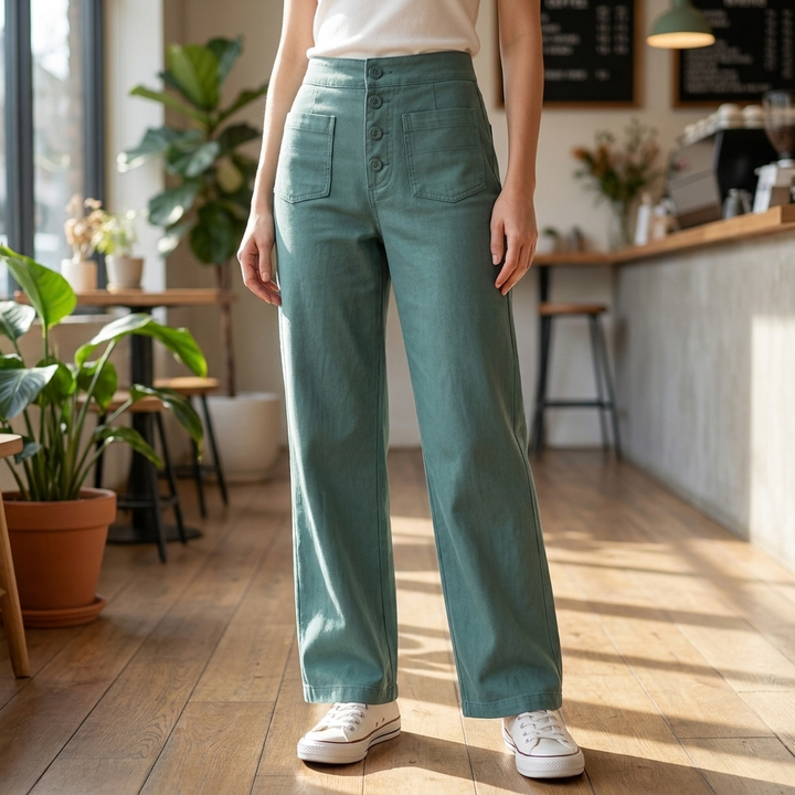 High-Waisted Straight-Leg Trousers for Women