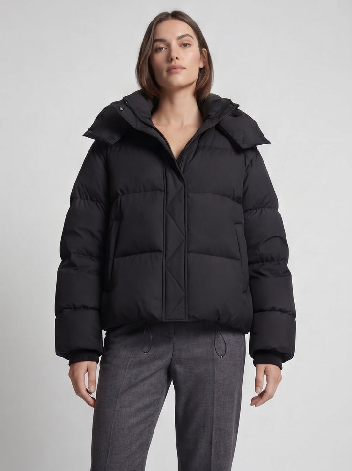 Women's Hooded Winter Jacket, Oversized, Short Quilted Jacket