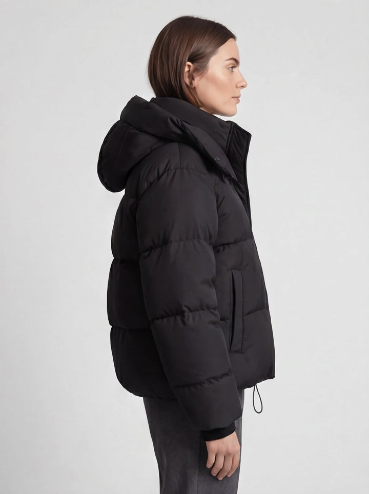 Women's Hooded Winter Jacket, Oversized, Short Quilted Jacket
