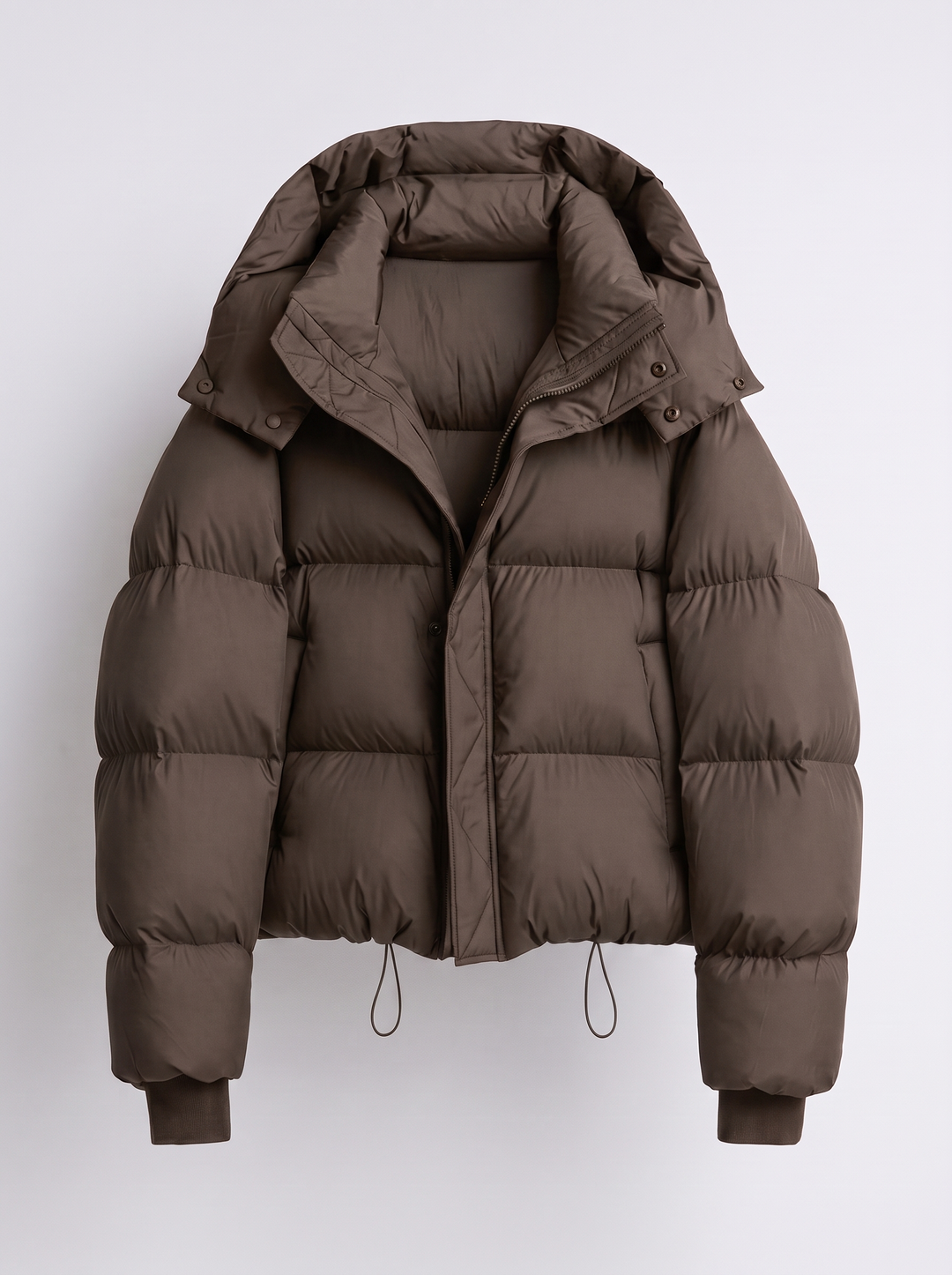 Women's Hooded Winter Jacket, Oversized, Short Quilted Jacket