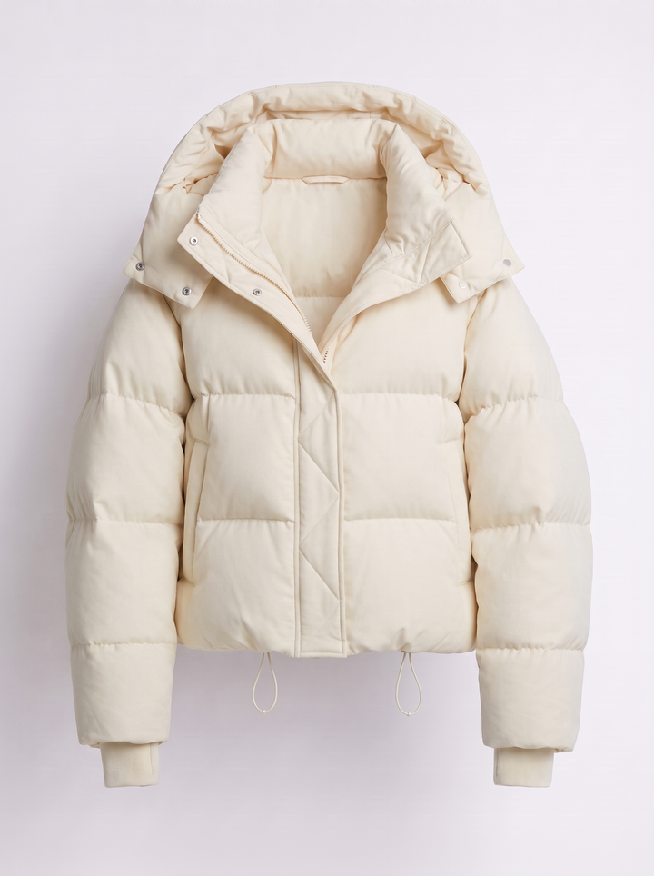 Women's Hooded Winter Jacket, Oversized, Short Quilted Jacket