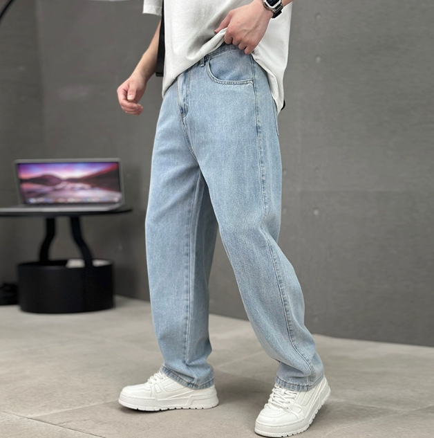 Men's Straight Leg Jeans Cotton - Classic Denim Pants