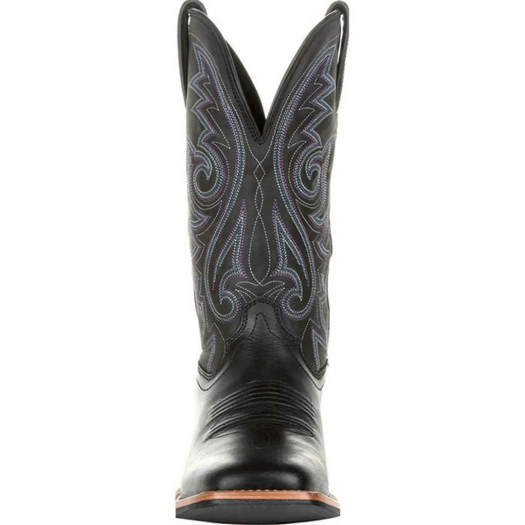Men's Western Boots with Contrast Stitching - Faux Leather, Non-Slip Sole
