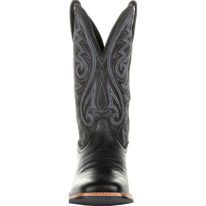 Men's Western Boots with Contrast Stitching - Faux Leather, Non-Slip Sole