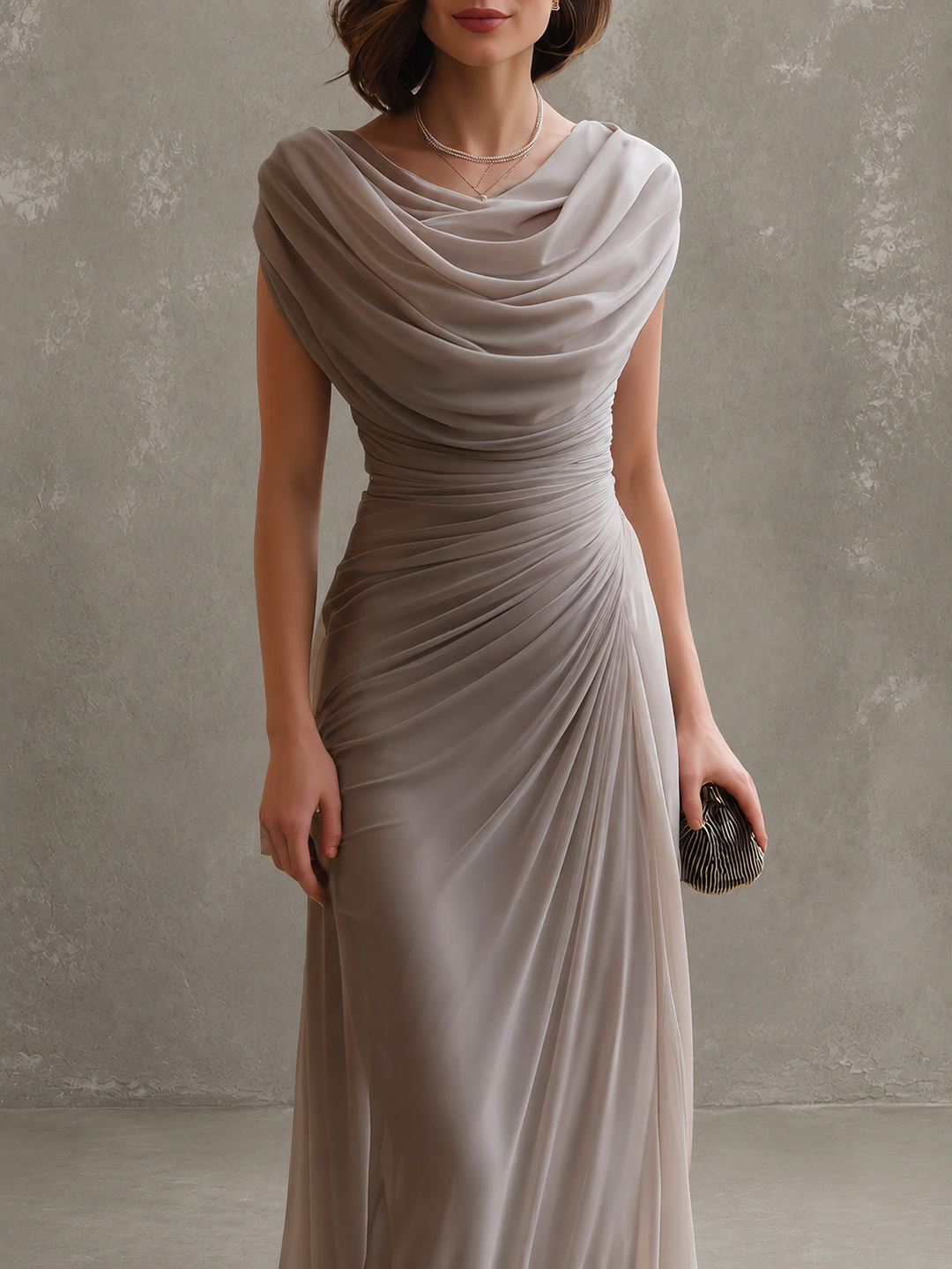 Draped Maxi Dress with Sleeveless Silhouette