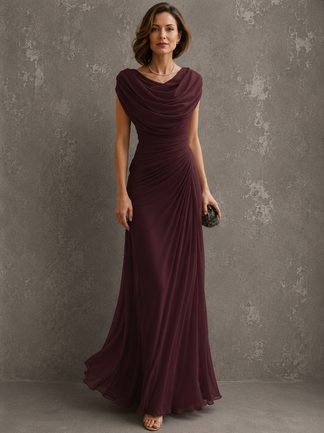 Draped Maxi Dress with Sleeveless Silhouette