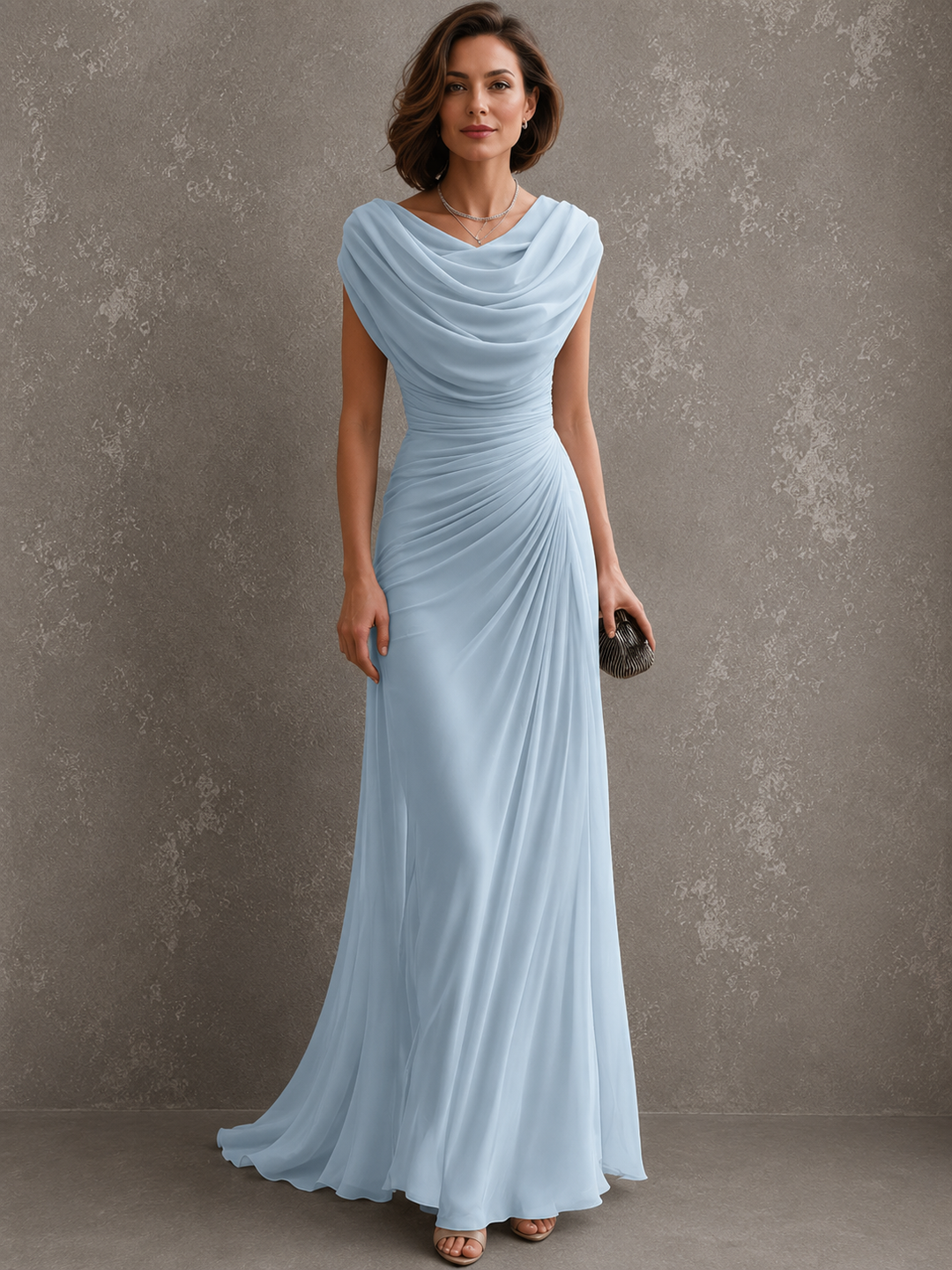 Draped Maxi Dress with Sleeveless Silhouette