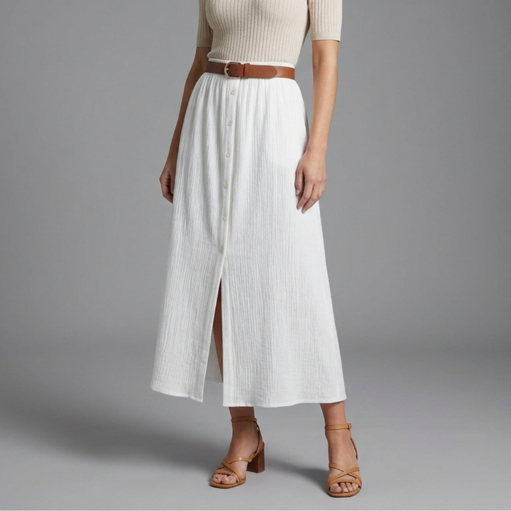 Long A-Line Monochrome Maxi Skirt