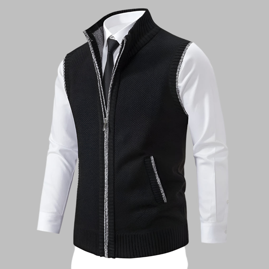 Full-Zip Knit Sweater Vest for Men
