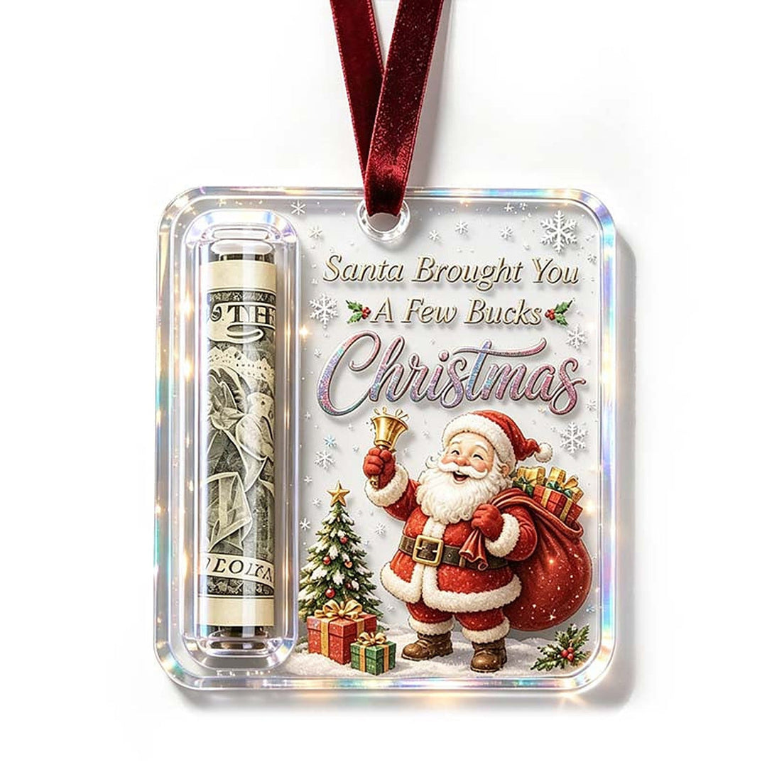 Christmas Ornament Money Holder - Clear Acrylic Hanger for Rolled Banknotes