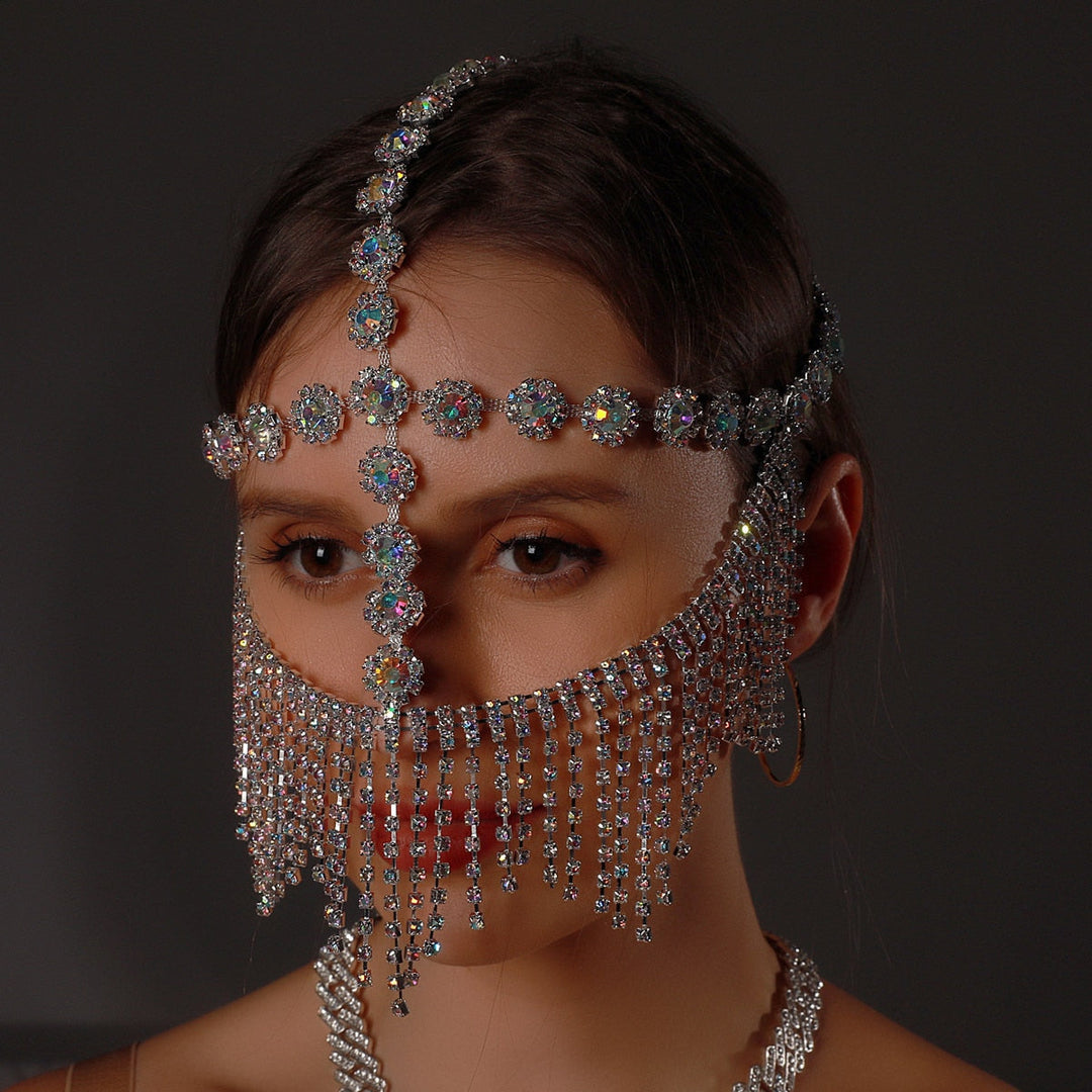 Sparkling Veil Mask | Masquerade Face Jewelry