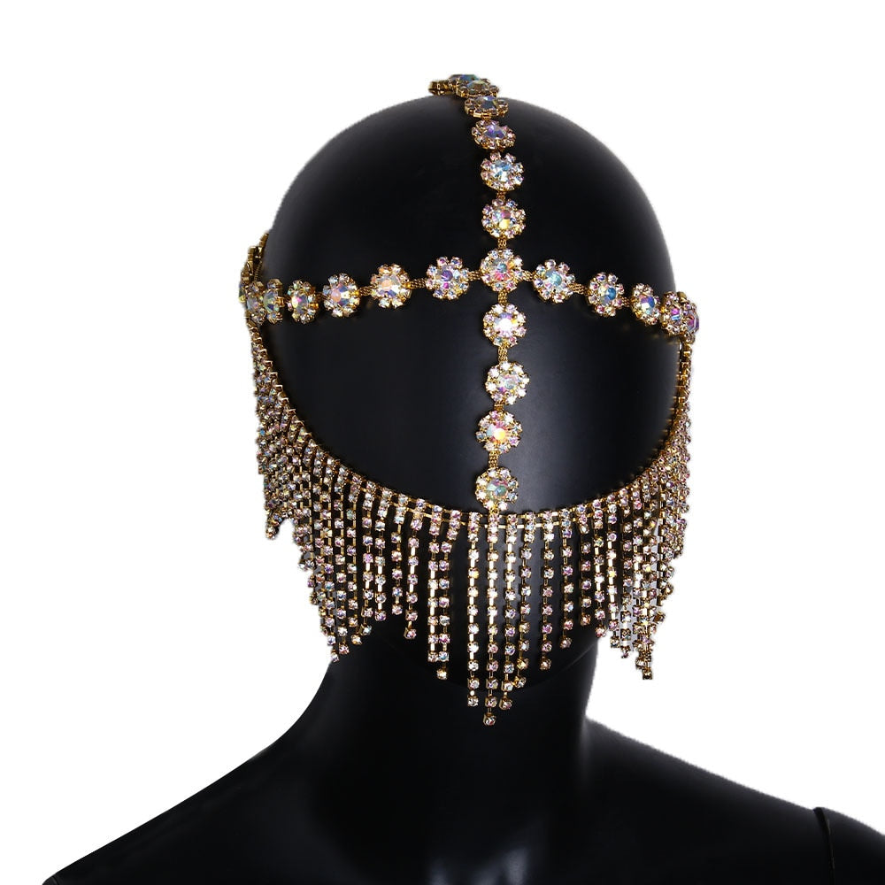 Sparkling Veil Mask | Masquerade Face Jewelry