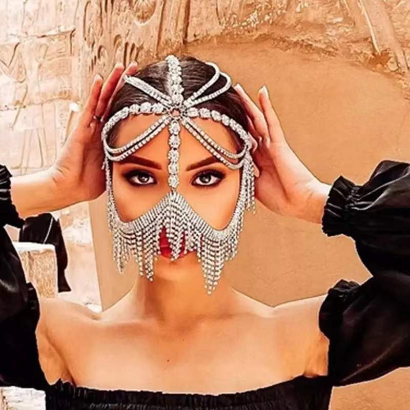 Sparkling Veil Mask | Masquerade Face Jewelry