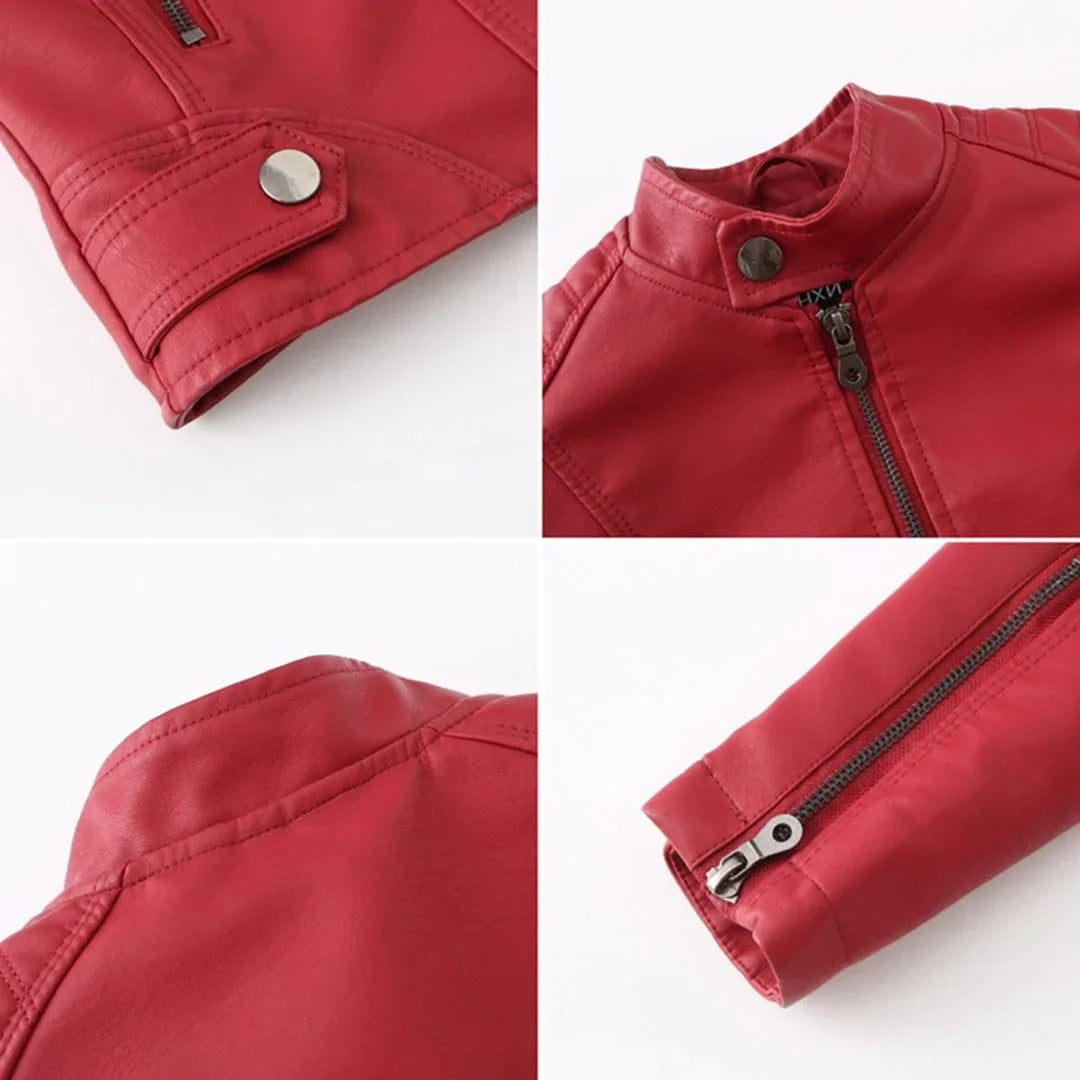 Leather Zip-Up Jacket for Women