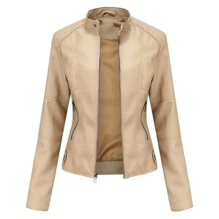 Leather Zip-Up Jacket for Women