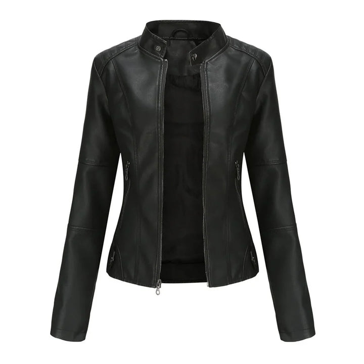 Leather Zip-Up Jacket for Women