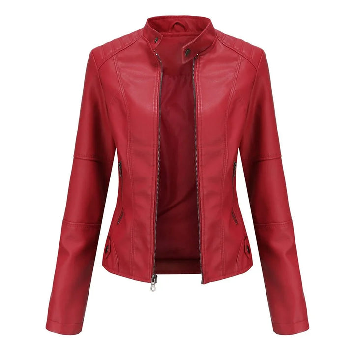 Leather Zip-Up Jacket for Women